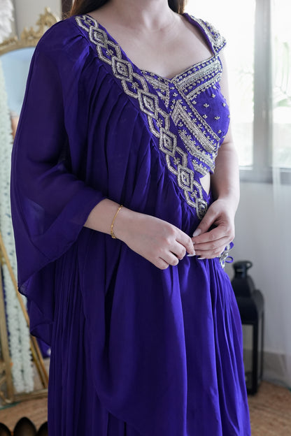 Jeena Purple Lahenga With Cape