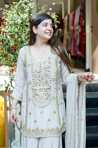 Ovika Mirror Detailing Sharara Set