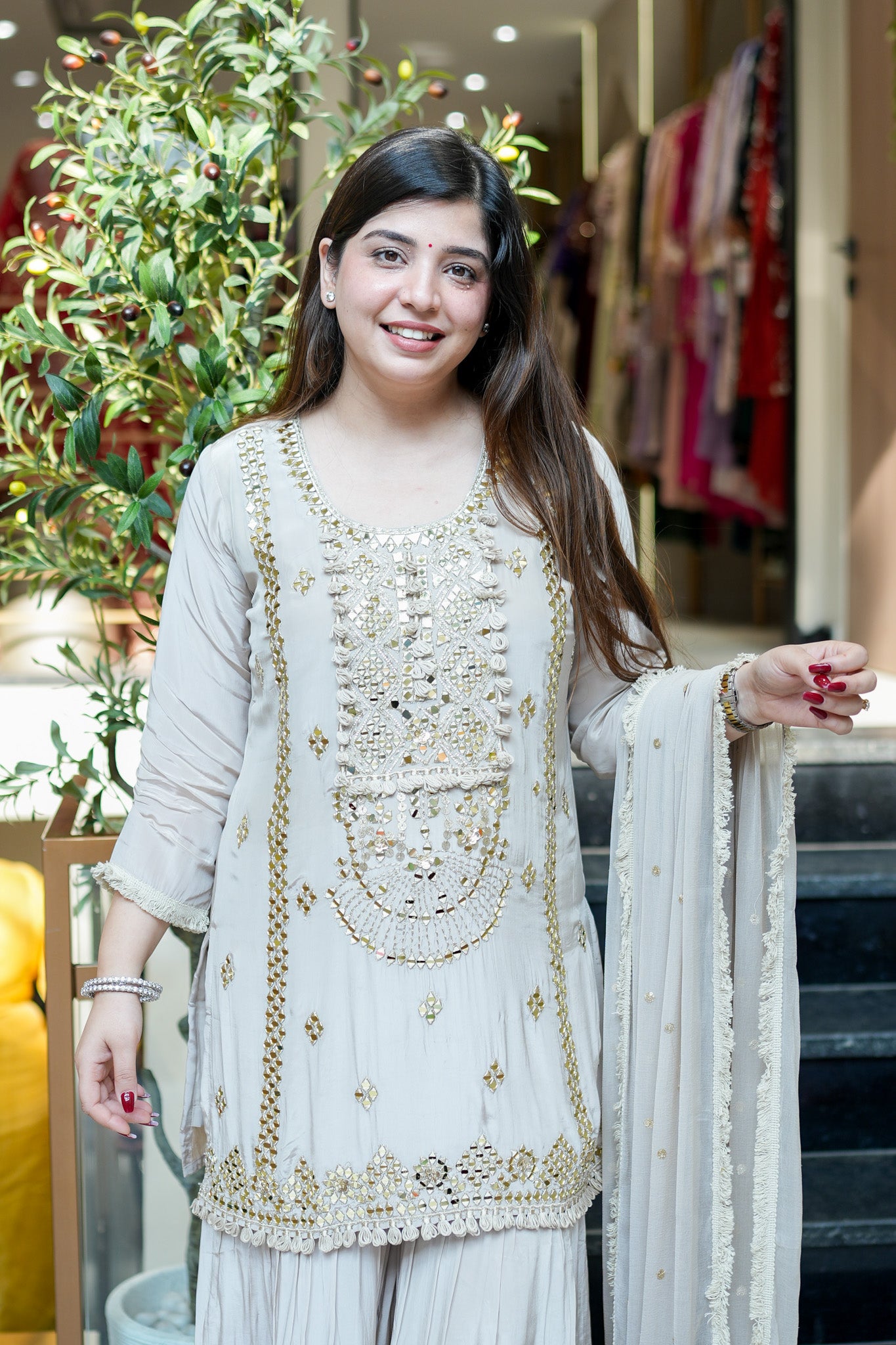 Ovika Mirror Detailing Sharara Set