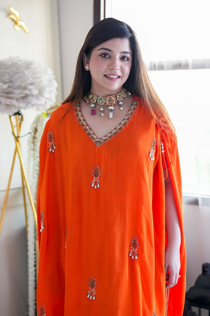 Bani Orange  Embroidred Chogha Set