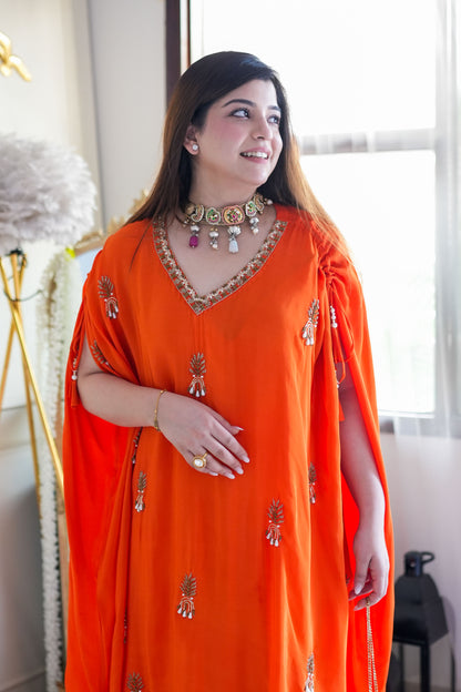 Bani Orange  Embroidred Chogha Set