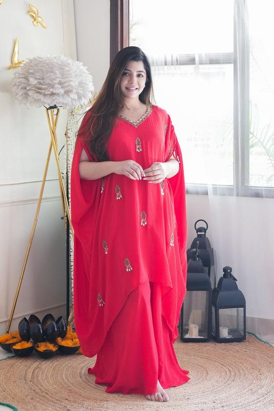 Bani Red Embroidered Chogha Set