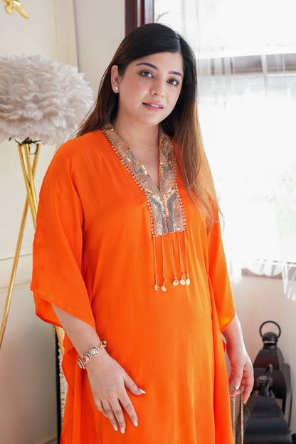 Feraz Orange Embroidered cordset