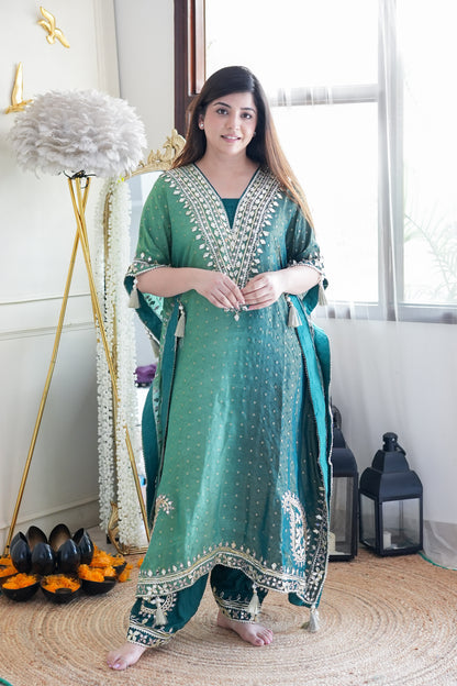 Shades Of Green Kaftan Set