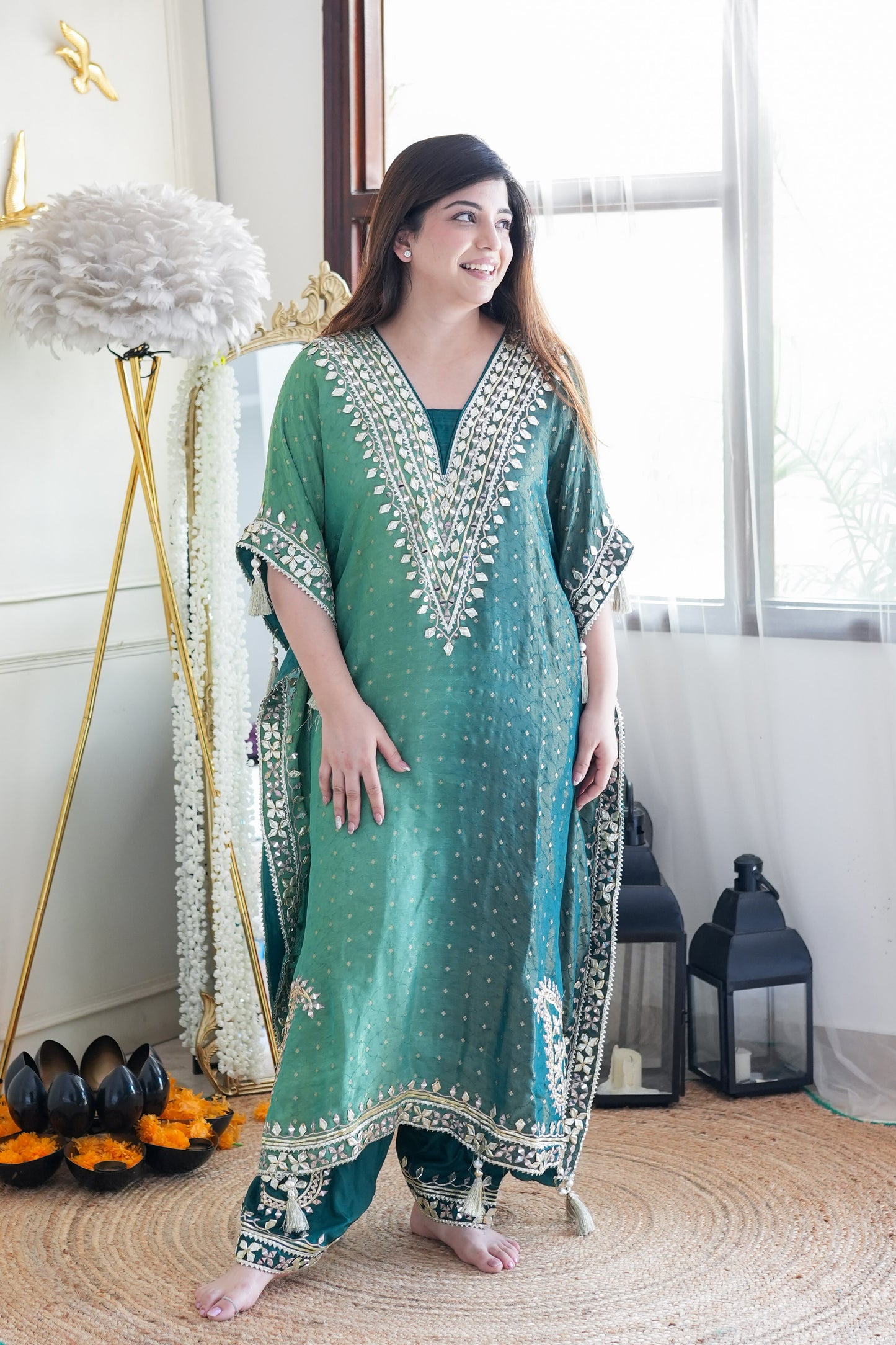 Shades Of Green Kaftan Set