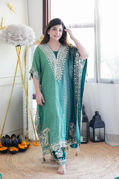 Shades Of Green Kaftan Set