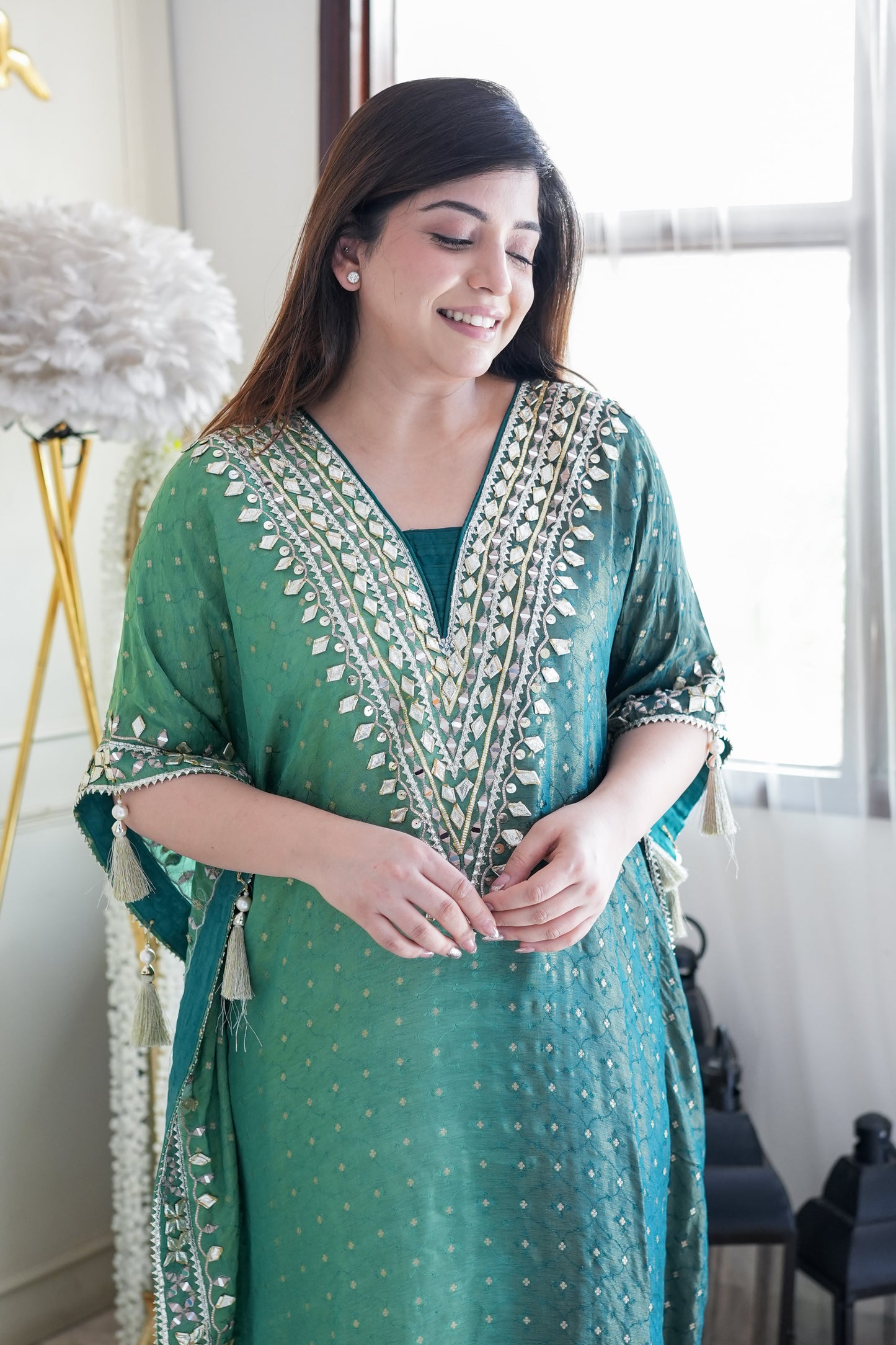 Shades Of Green Kaftan Set