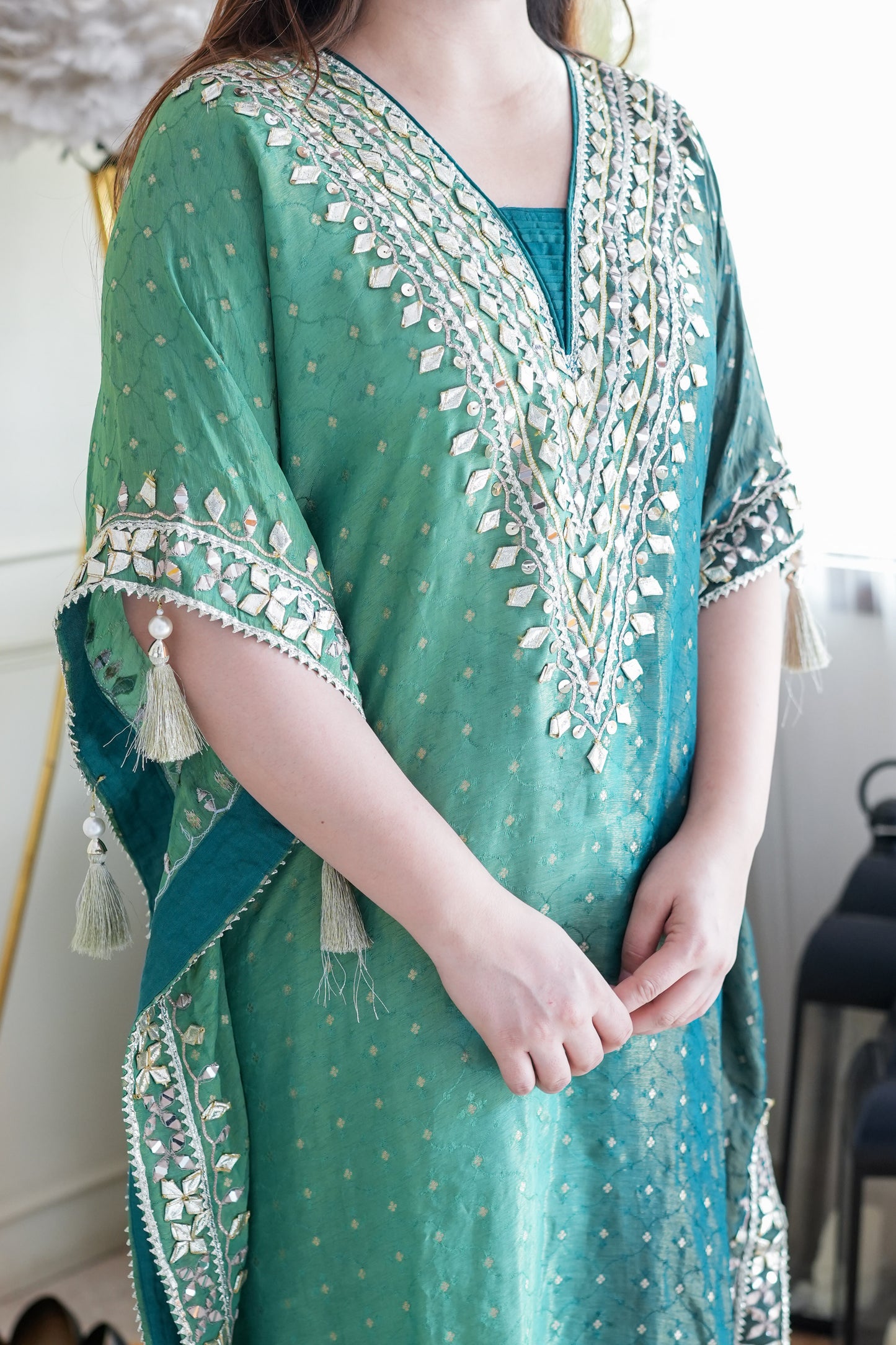 Shades Of Green Kaftan Set