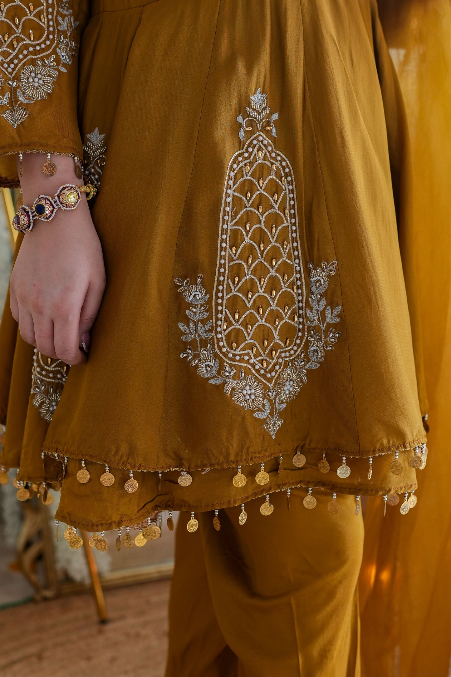 Nari Yellow Short Anarkali WIth Dhoti