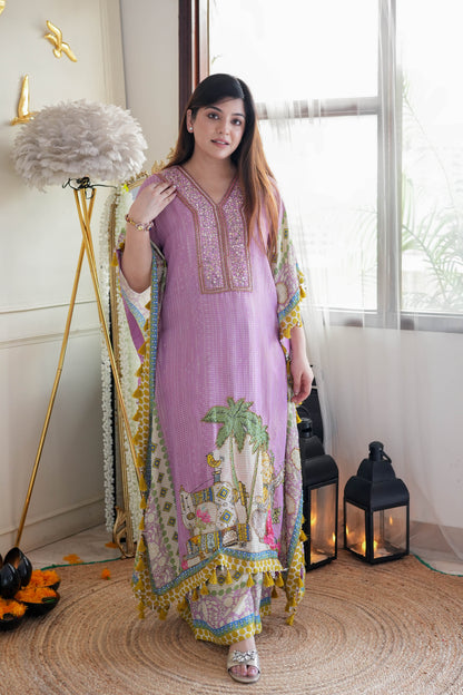 Pink Luxe Printed Kaftan Set