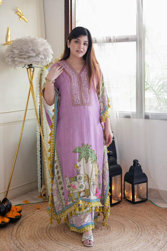 Pink Luxe Printed Kaftan Set