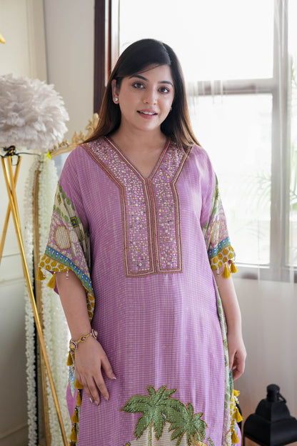 Pink Luxe Printed Kaftan Set