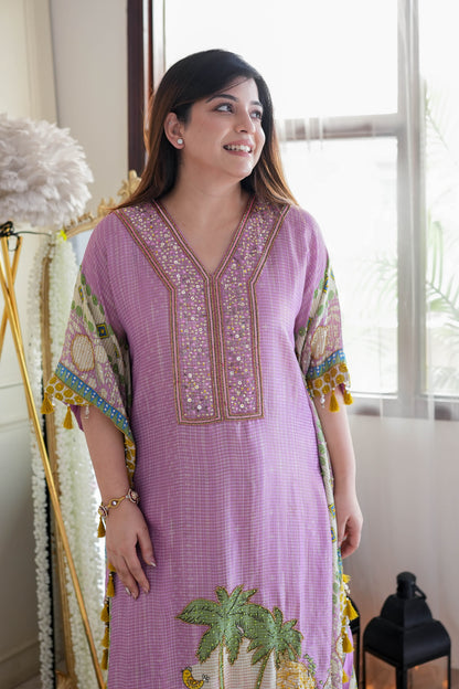 Pink Luxe Printed Kaftan Set