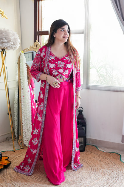 Pink Embroidred Three Piece Set