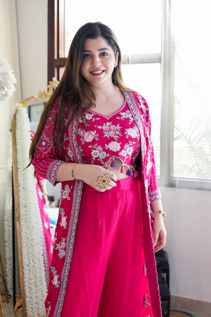 Pink Embroidred Three Piece Set