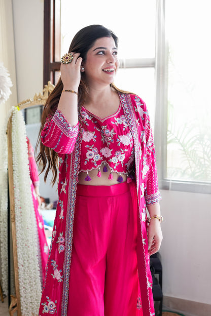 Pink Embroidred Three Piece Set