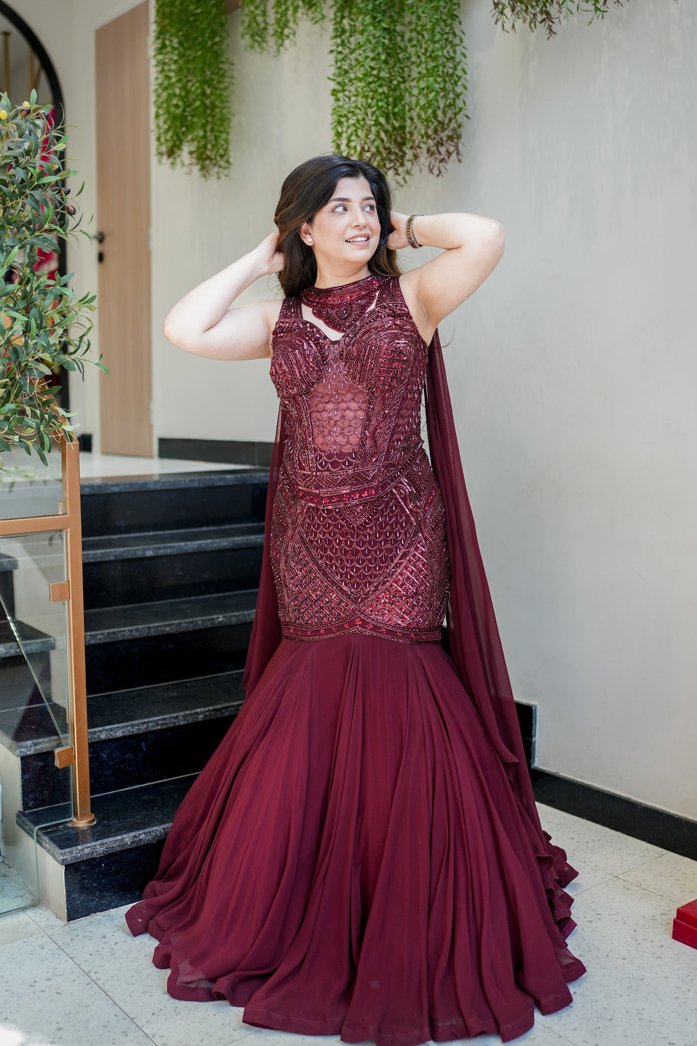 Sivi Corset Fish Cut Lehenga