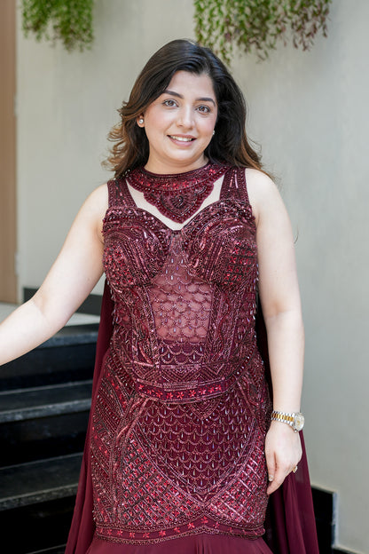 Sivi Corset Fish Cut Lehenga