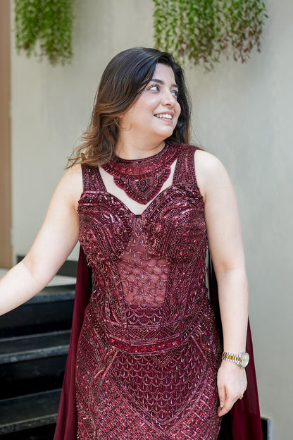 Sivi Corset Fish Cut Lehenga