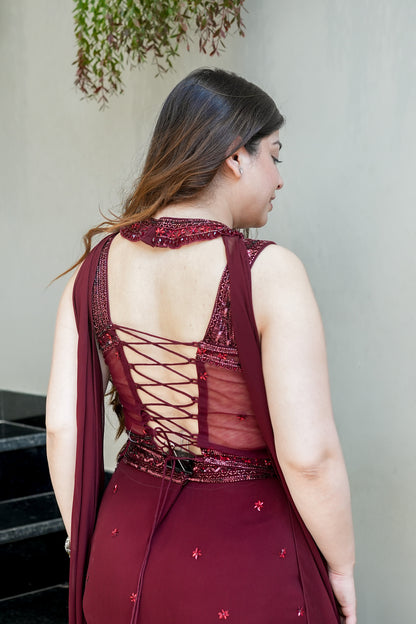 Sivi Corset Fish Cut Lehenga