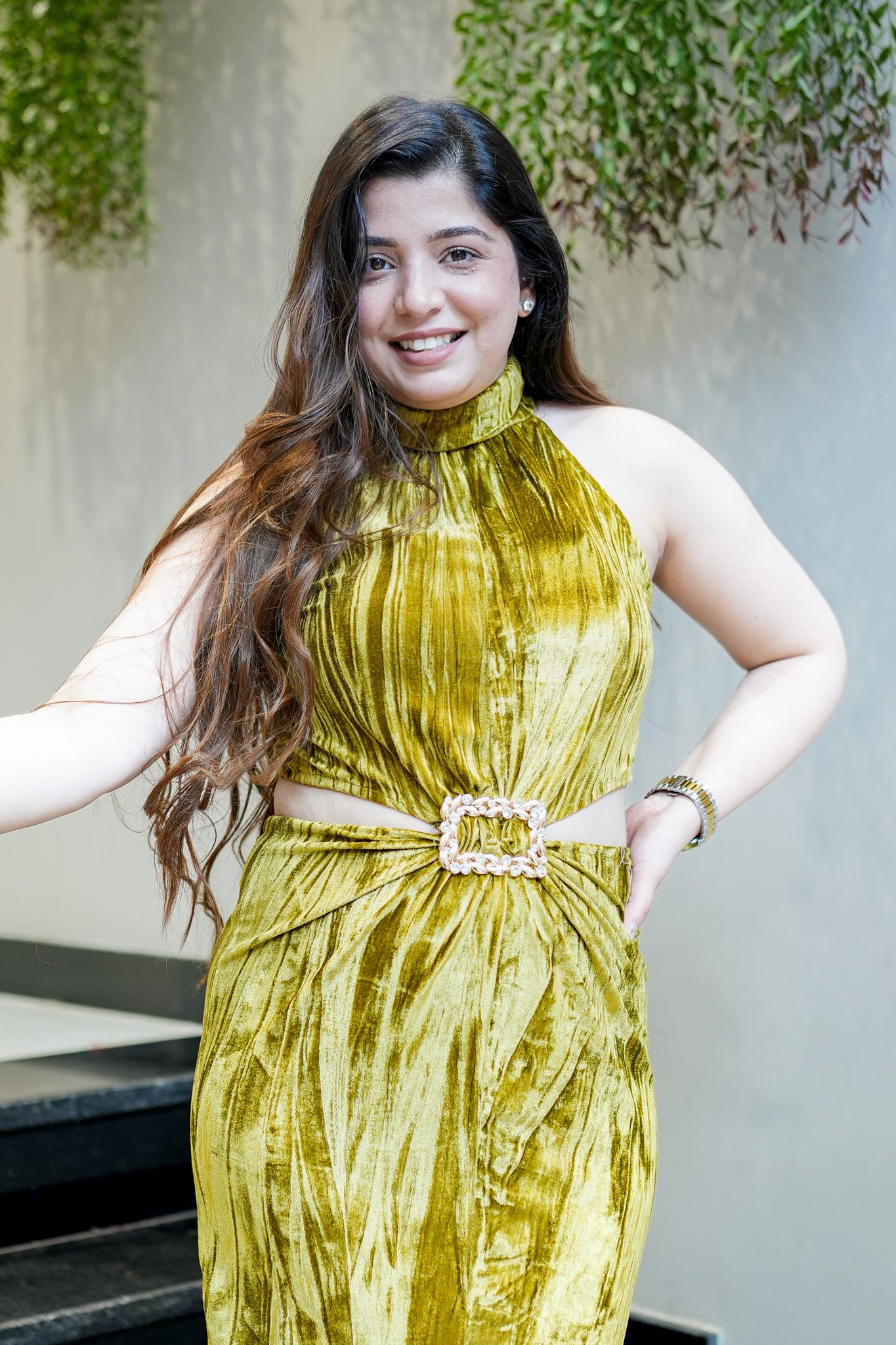 Evie Halter Neck Velvet Dress