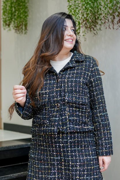 Kyna Black Button Embellised Co Ord