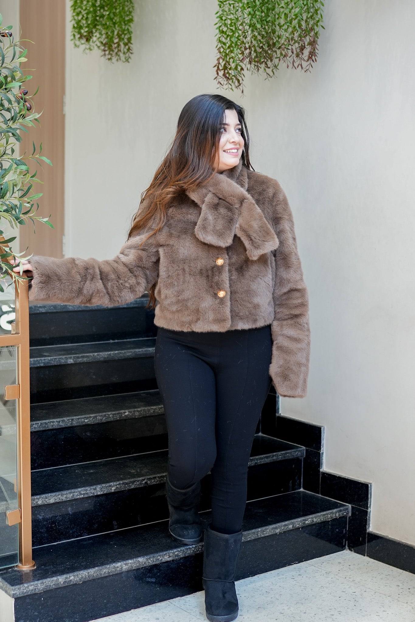Serena Furr Jacket with Muffler
