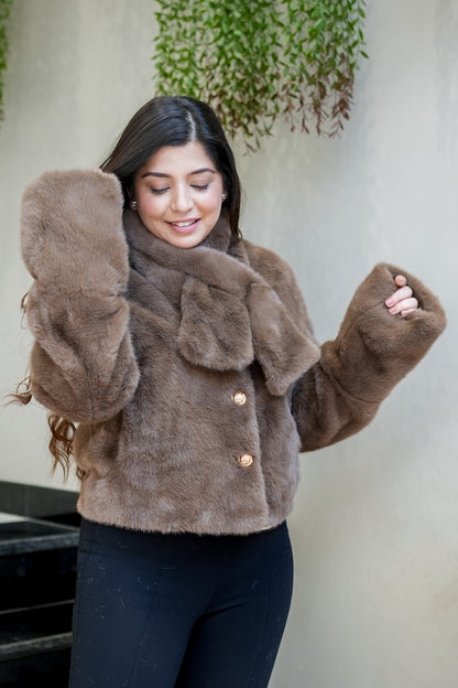 Serena Furr Jacket with Muffler