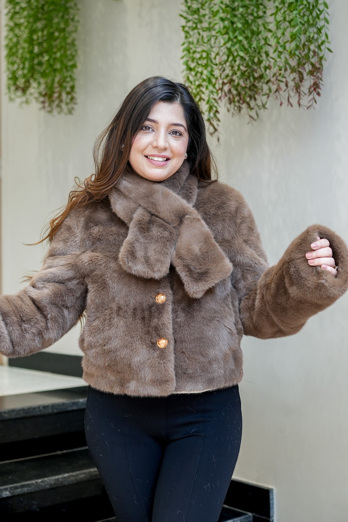 Serena Furr Jacket with Muffler
