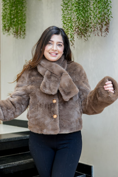 Serena Furr Jacket with Muffler