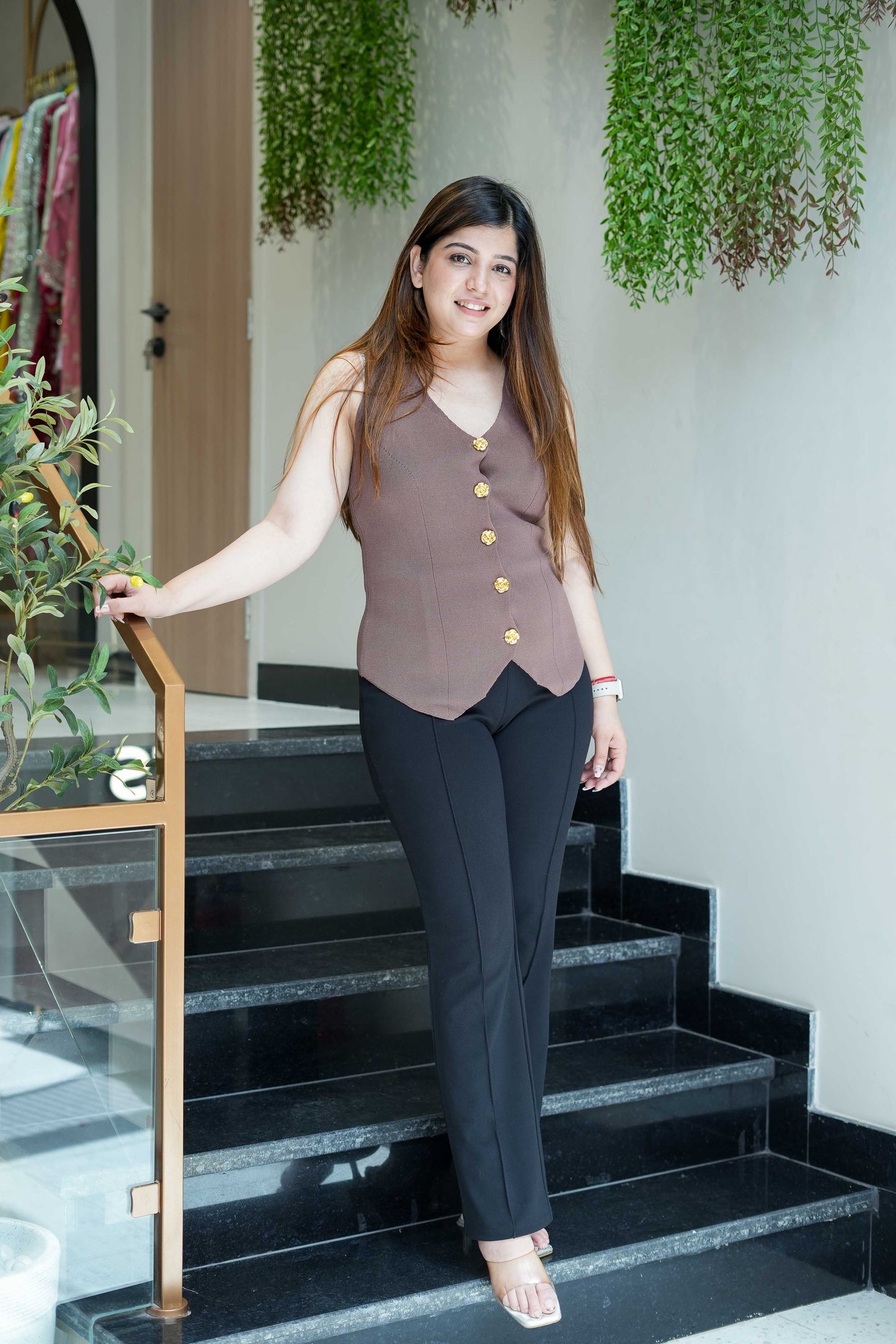 Zaylee Button Embellished Vest Top