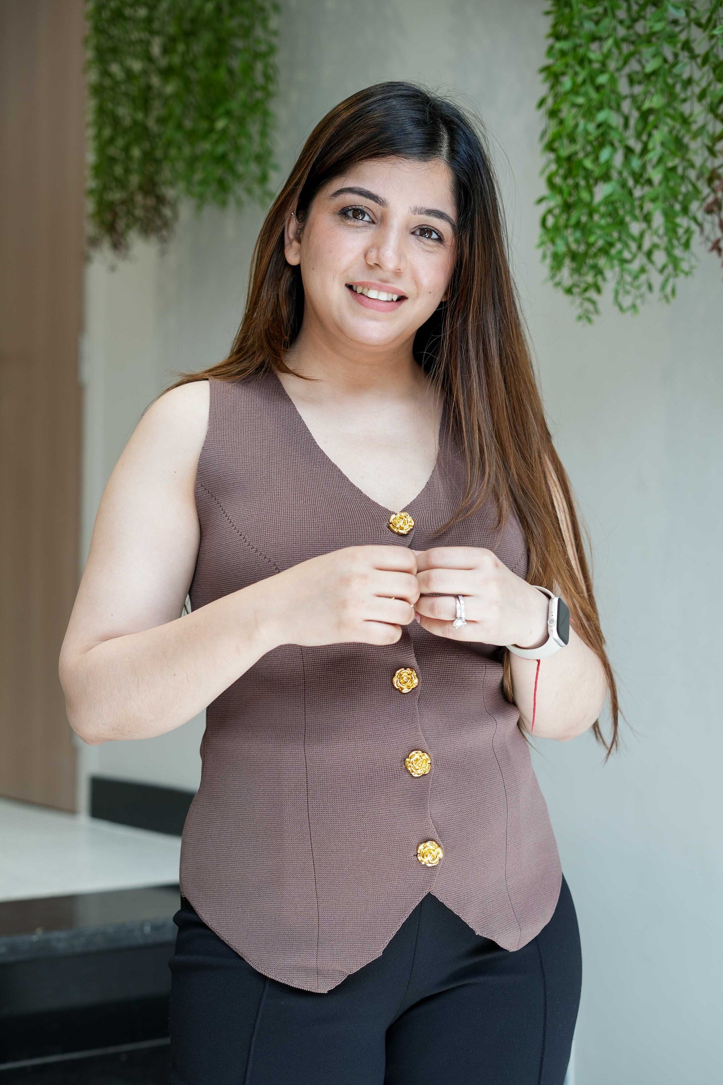 Zaylee Button Embellished Vest Top