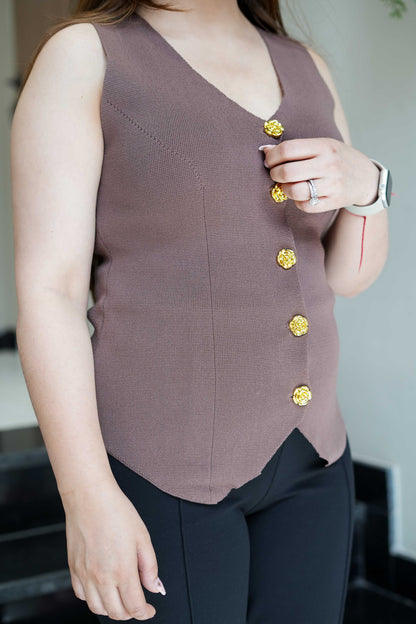Zaylee Button Embellished Vest Top