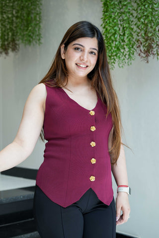 Zaylee Button Embellished Vest Top