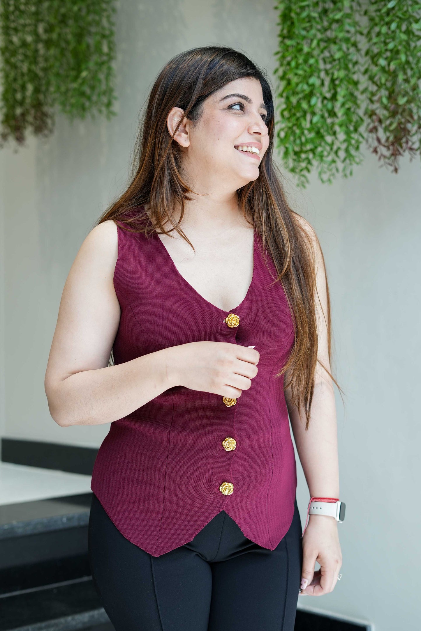 Zaylee Button Embellished Vest Top