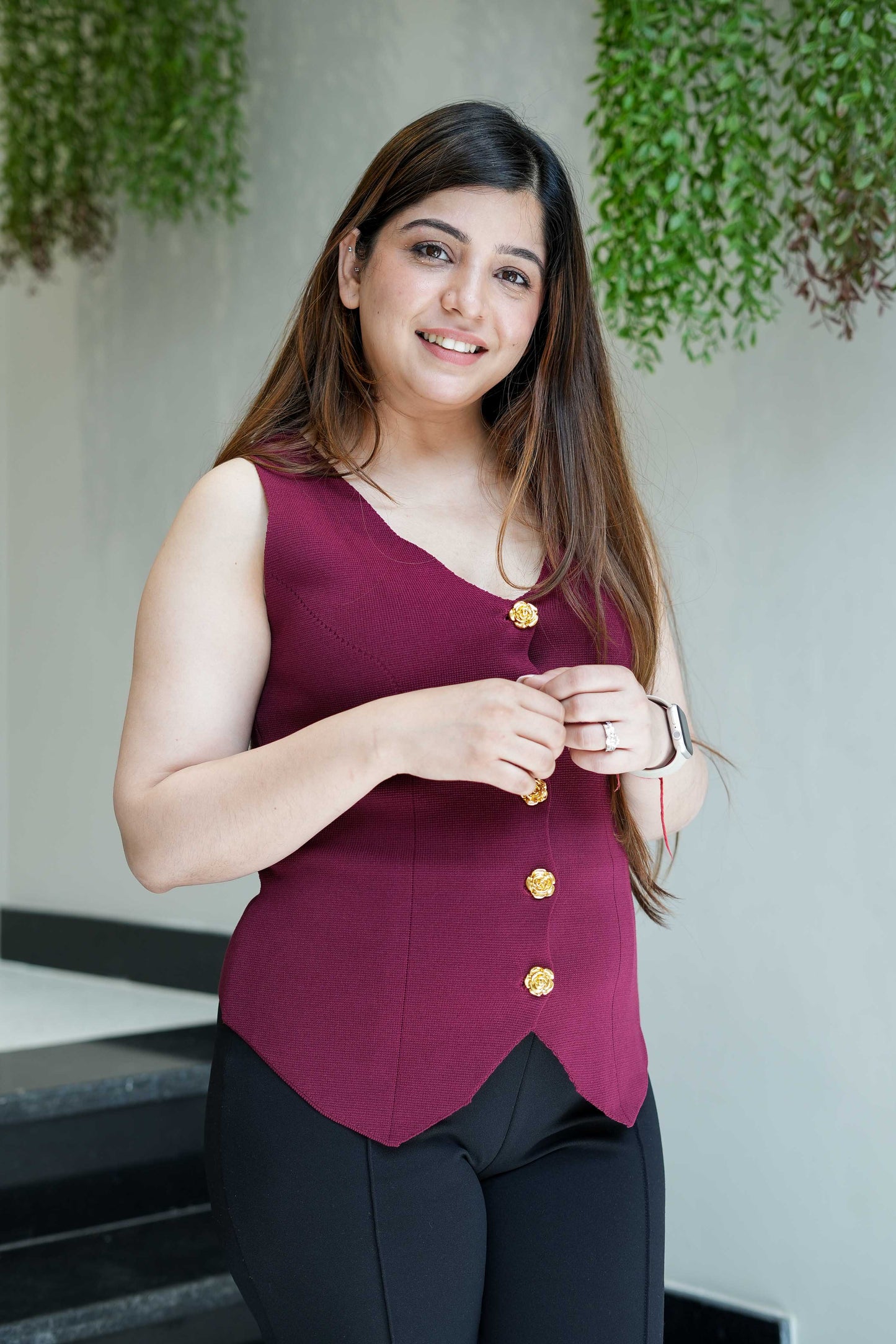 Zaylee Button Embellished Vest Top