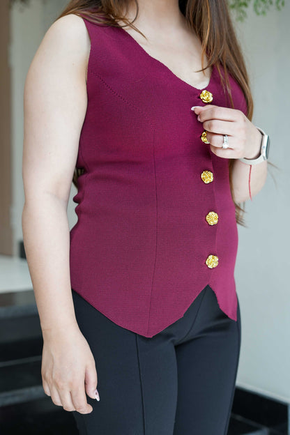 Zaylee Button Embellished Vest Top