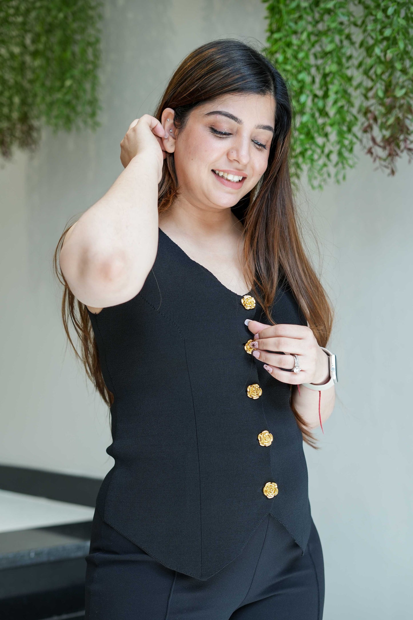 Zaylee Button Embellished Vest Top