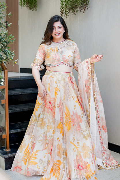 Zivika Hand Embroidered Voluminous Lehenga