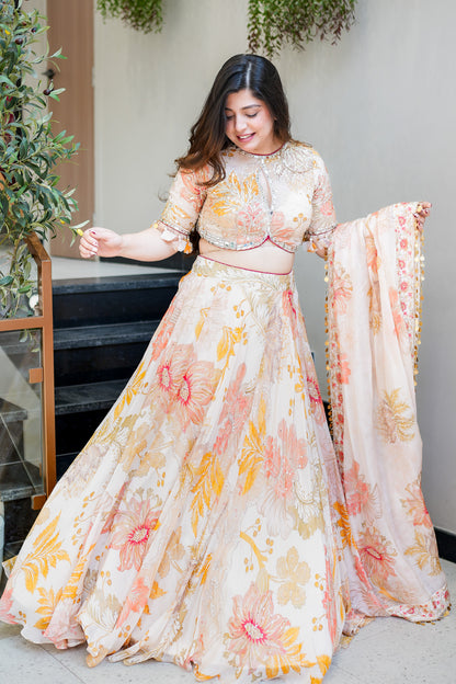 Zivika Hand Embroidered Voluminous Lehenga