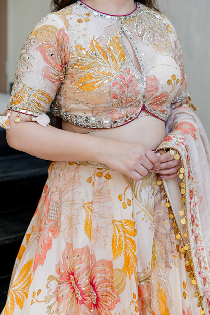 Zivika Hand Embroidered Voluminous Lehenga