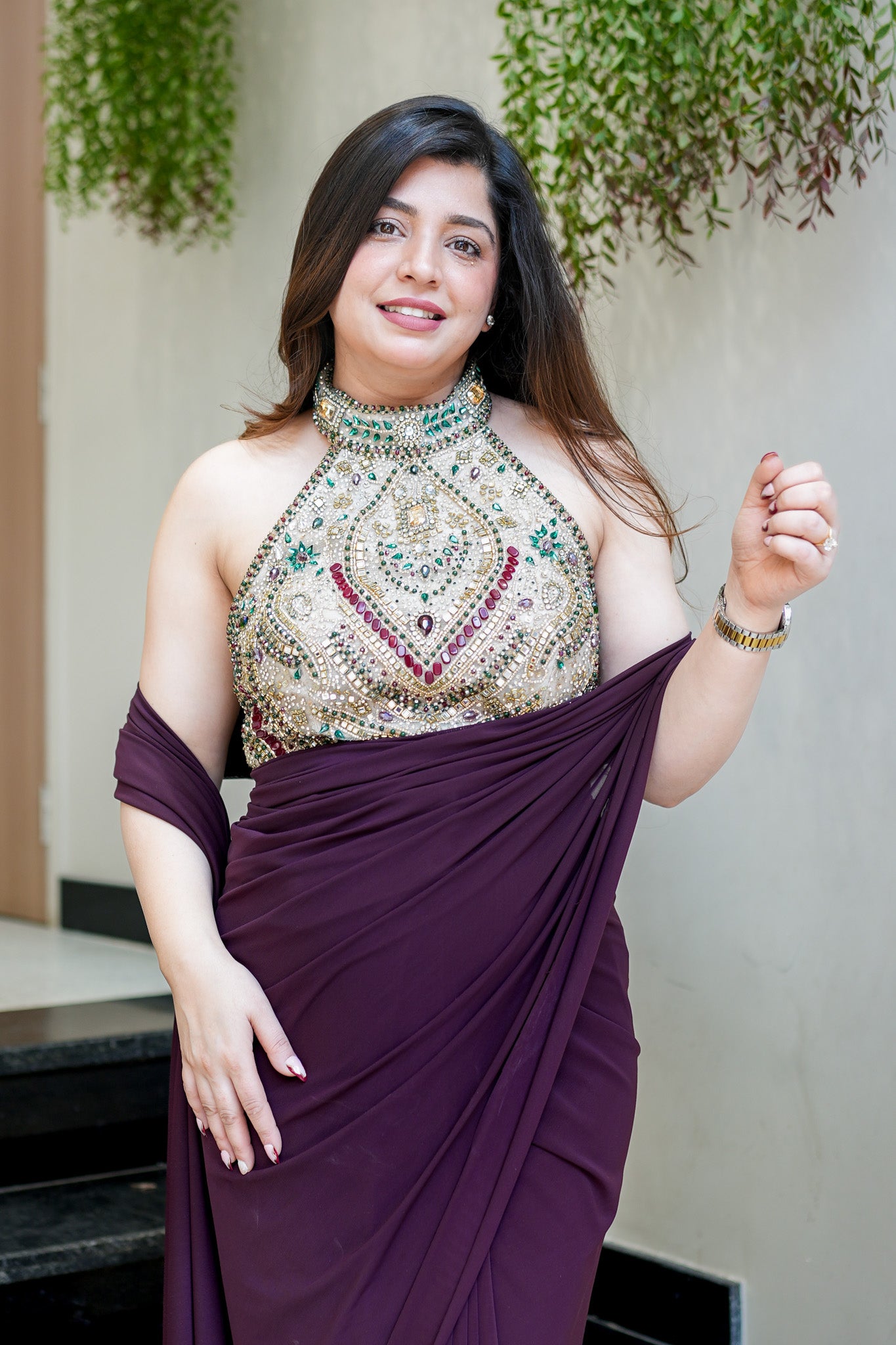 Tisha Hand Embroidered Drape Saree