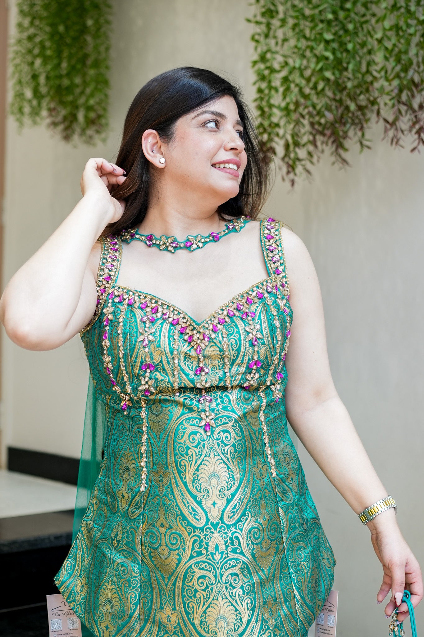 Dhruvi Embroidered Banarasi Sharara Set