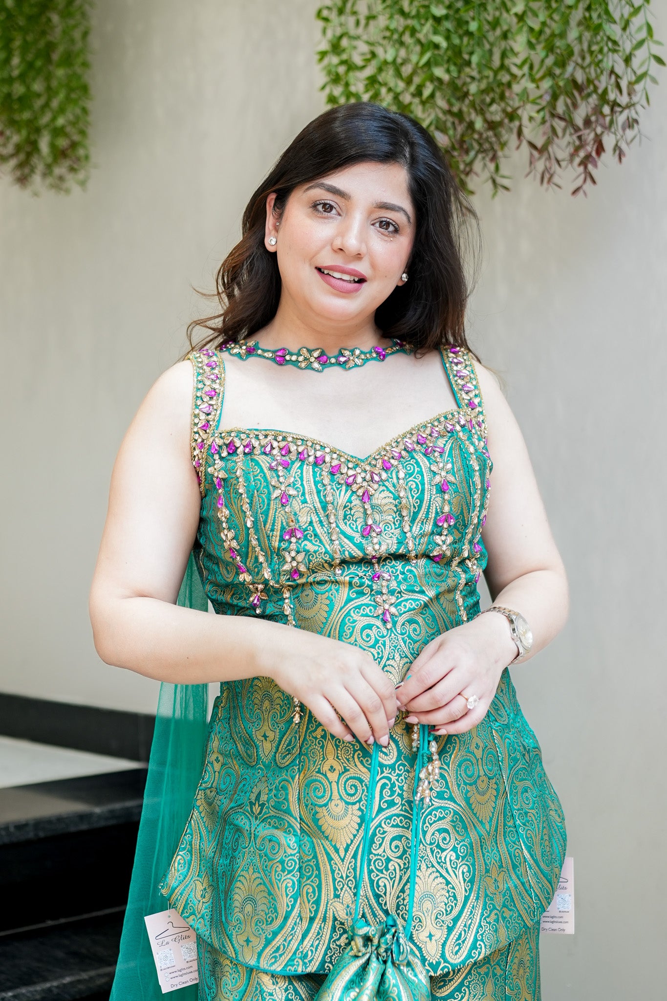 Dhruvi Embroidered Banarasi Sharara Set