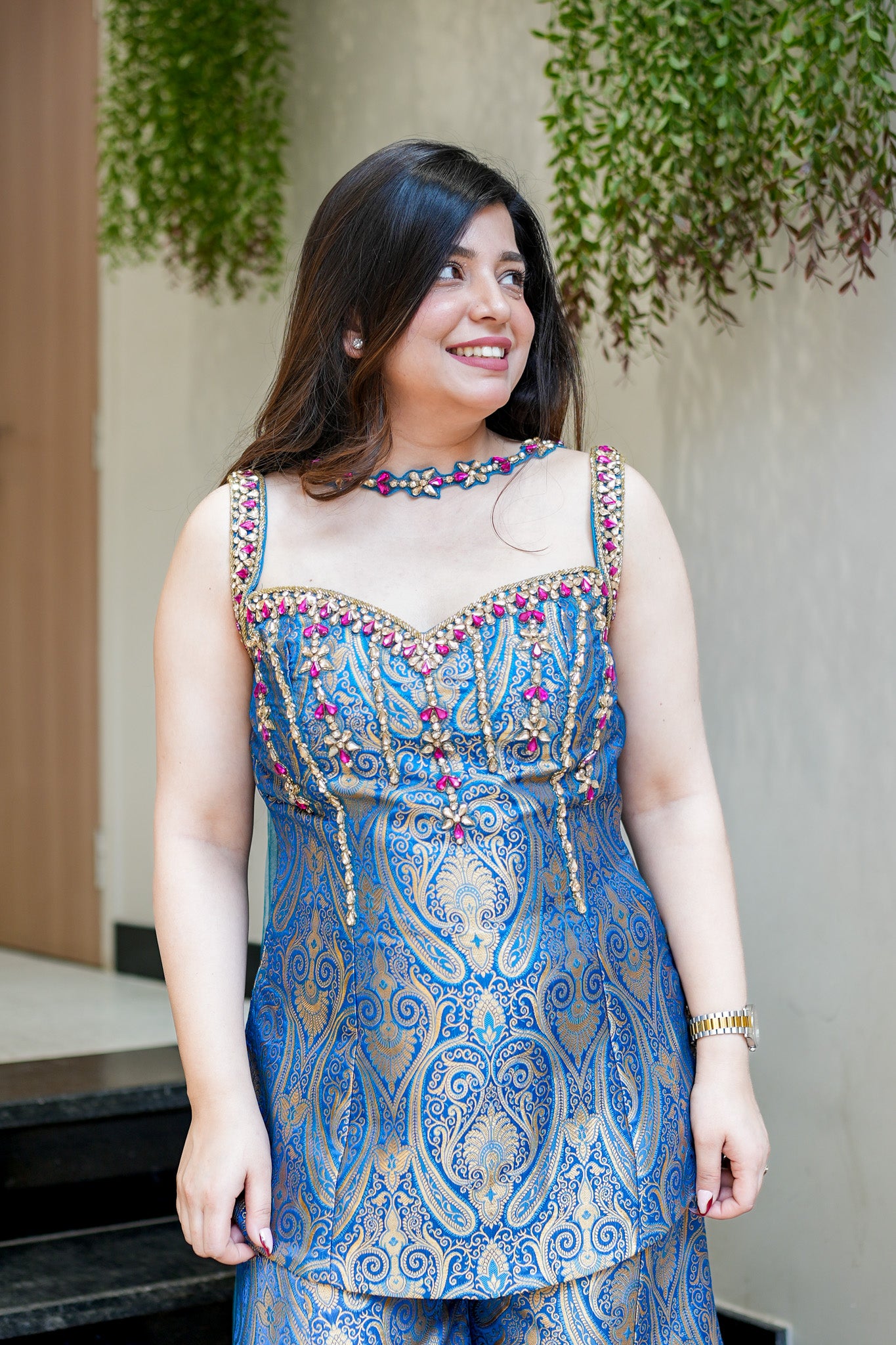 Dhruvi Embroidered Banarasi Sharara Set