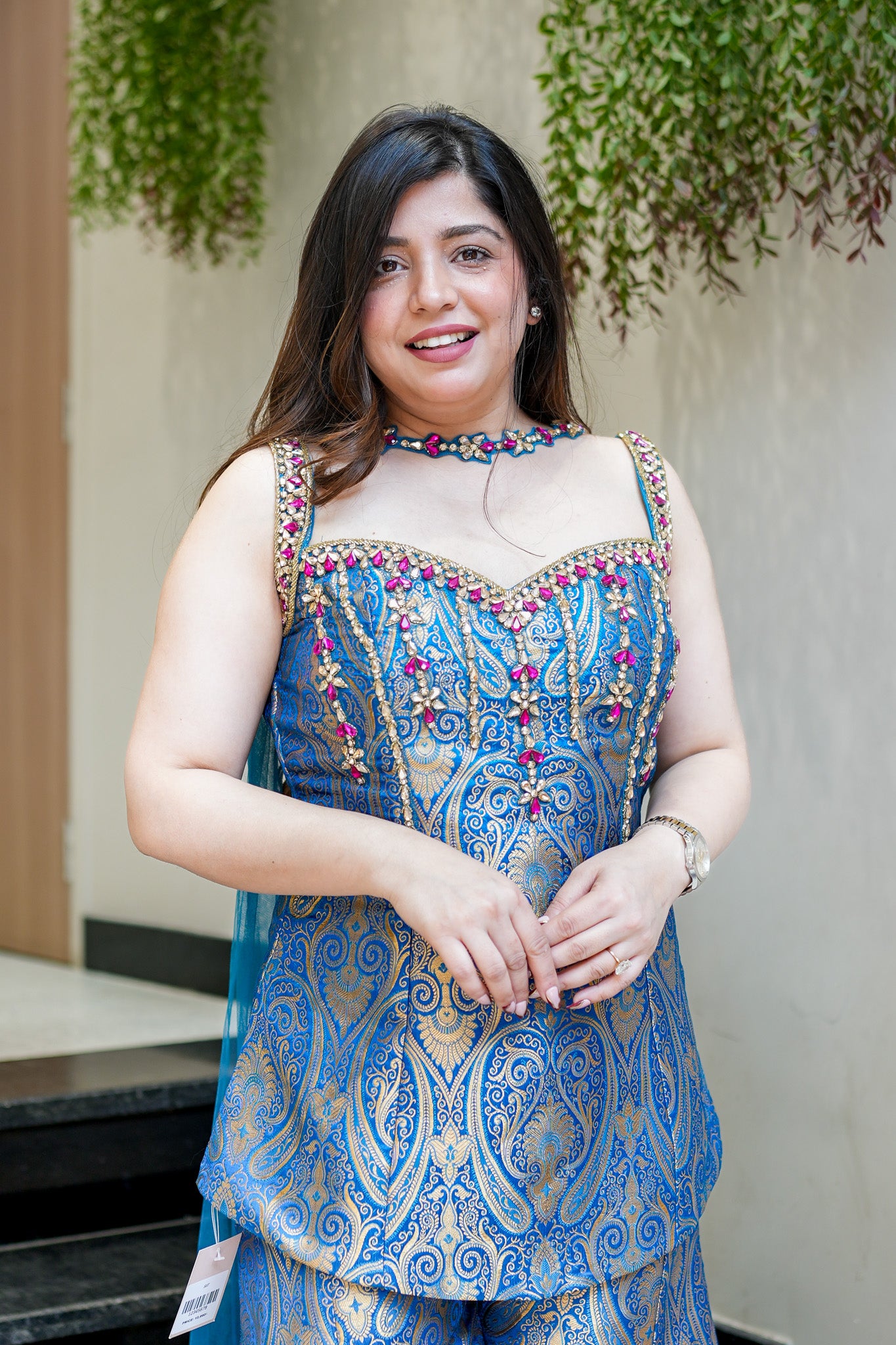 Dhruvi Embroidered Banarasi Sharara Set