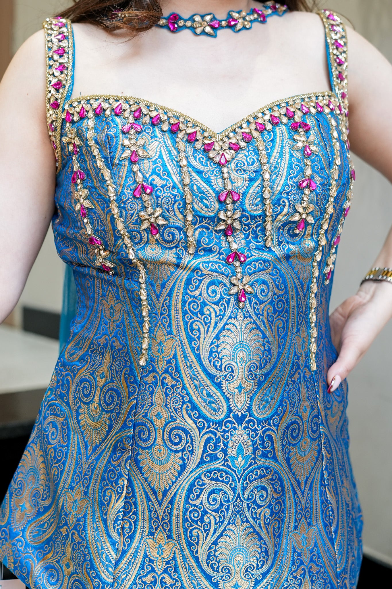 Dhruvi Embroidered Banarasi Sharara Set