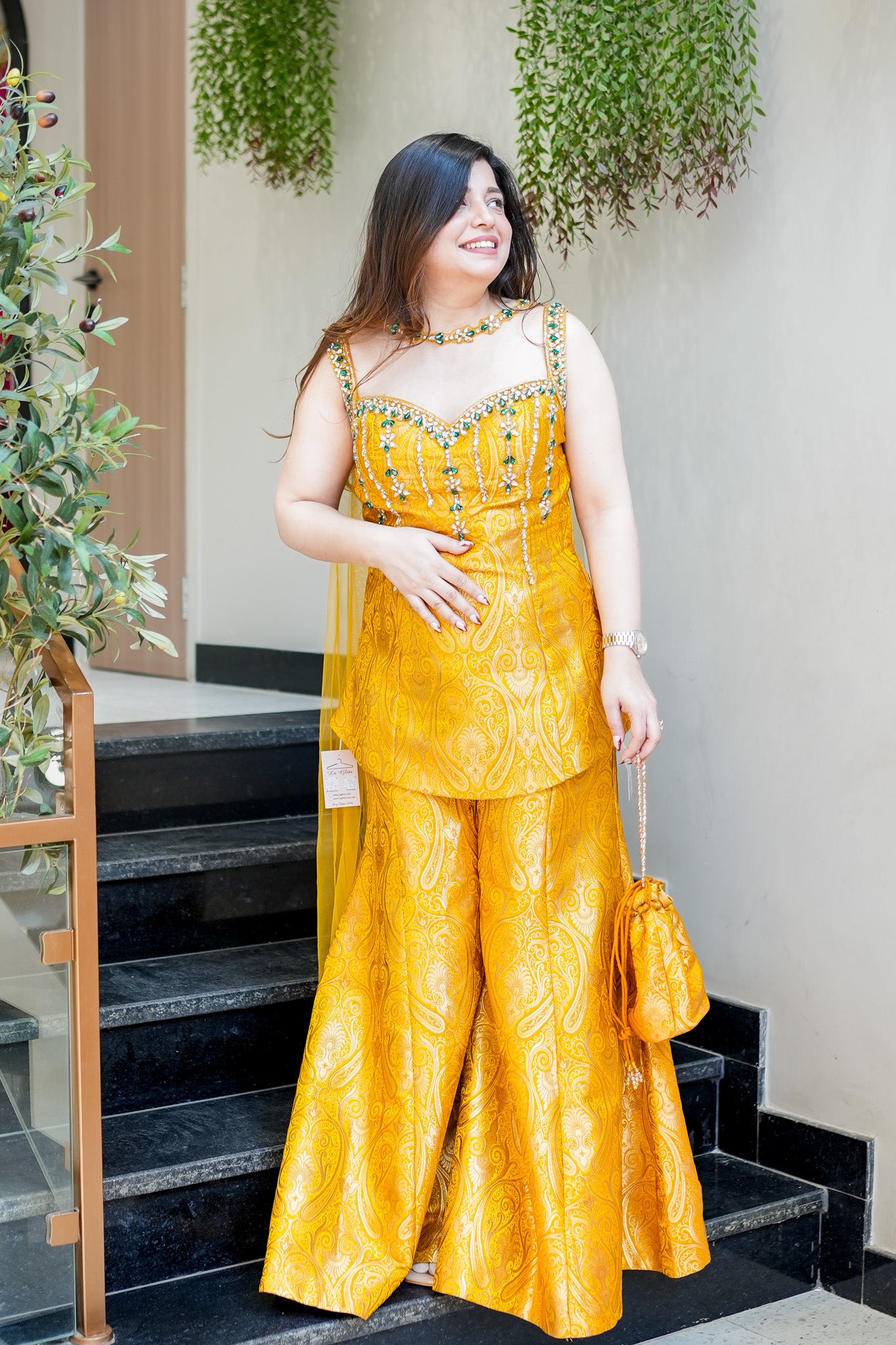 Dhruvi Embroidered Banarasi Sharara Set