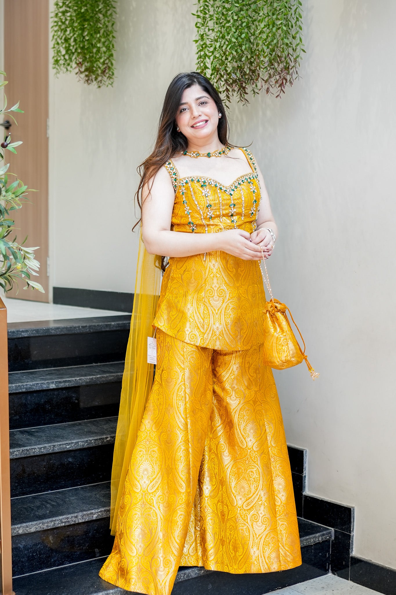 Dhruvi Embroidered Banarasi Sharara Set