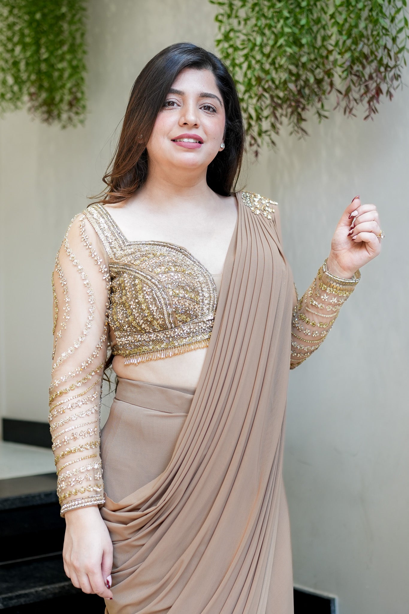 Shibra Hand Embroidered Drape Saree